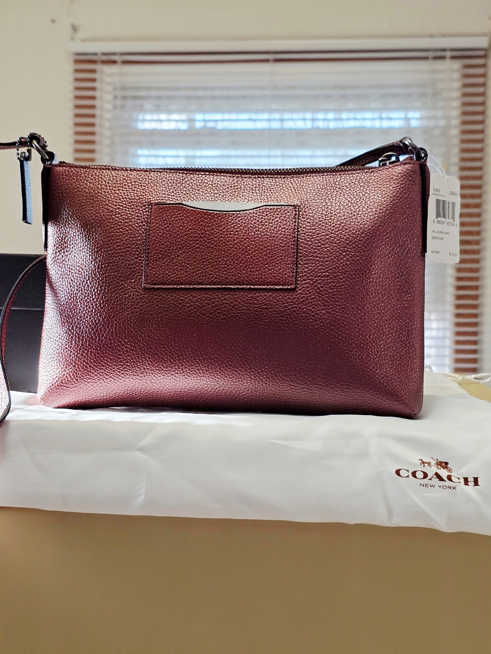 COACH Metallic Journal Crossbody In QB/Metallic Cherry - Picture 3 of 8